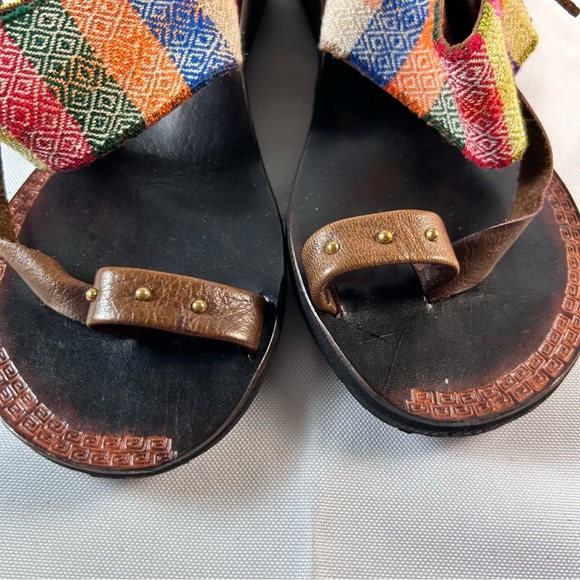 Acosta Leather Sandals 6 Womens Inka Leather Boho Southwestern - Picture 6 of 9
